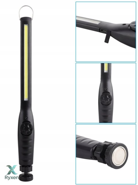 Lampa warsztatowa latarka robocza akumulatorowa led cob 8w korpus obrotowy RTO