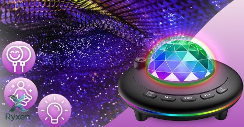 Lampka nocna projektor gwiazd niebo kosmos obrotowa led 2w1 rzutnik + pilot -e789 RTO