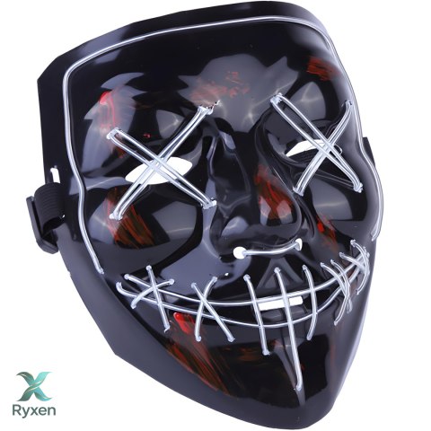 (aleja3) maska led świecąca ledowa halloween impreza purge - biała e328-4 RTO