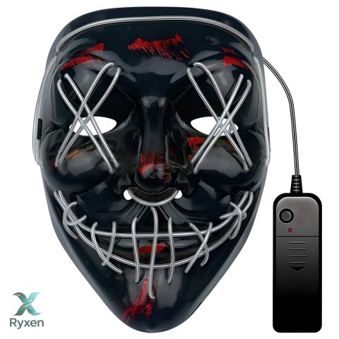 (aleja3) maska led świecąca ledowa halloween impreza purge - biała e328-4 RTO
