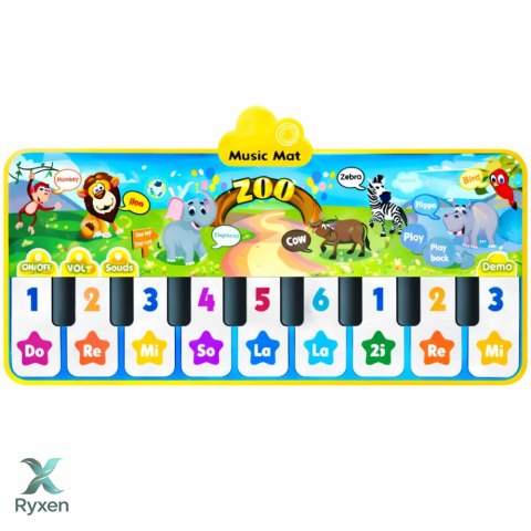 Mata Taneczna Interaktywna Pianinko Zwierzęta ZOO 10 Melodii 126 cm LEAN TOYS