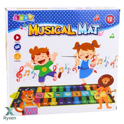 Mata Taneczna Interaktywna Pianinko Zwierzęta ZOO 10 Melodii 126 cm LEAN TOYS