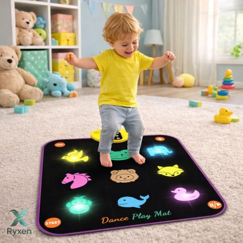 Mata Taneczna Muzyczna Zwierzęta 5 Trybów 3 Poziomy Trudności Światła LEAN TOYS