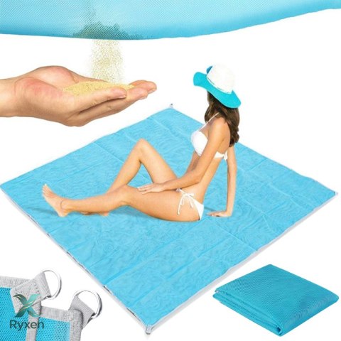 Mata plażowa koc na plażę xxl 200x200 sand free - niebieska -s045 RTO