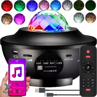 Projektor gwiazd dla dzieci obrotowy lampka nocna rzutnik led usb + pilot -e785 RTO