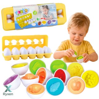 Sorter Edukacyjny Jajka Dopasowywanie Kształtów Owoce Kolorowe 12 szt. LEAN TOYS