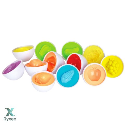 Sorter Edukacyjny Jajka Dopasowywanie Kształtów Owoce Kolorowe 12 szt. LEAN TOYS