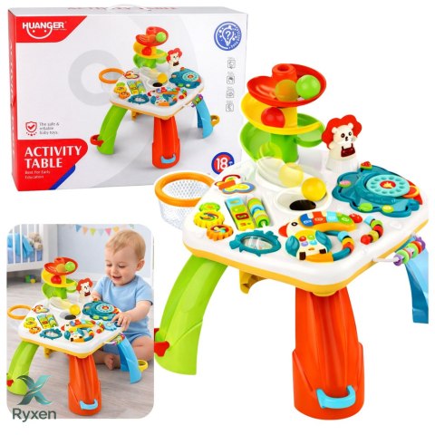 Stolik Edukacyjny Interaktywne Pianinko Zjeżdżalnia Dla Piłek Ruchome El. LEAN TOYS