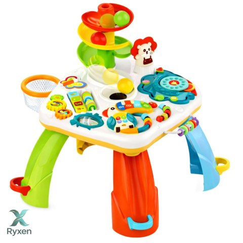 Stolik Edukacyjny Interaktywne Pianinko Zjeżdżalnia Dla Piłek Ruchome El. LEAN TOYS