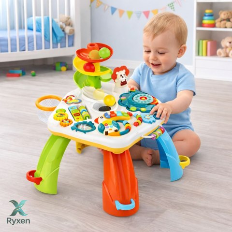 Stolik Edukacyjny Interaktywne Pianinko Zjeżdżalnia Dla Piłek Ruchome El. LEAN TOYS