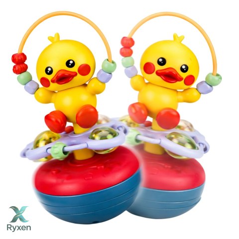 Wańka Wstańka Kaczuszka Edukacyjna Interaktywna Dźwięki Grzechotka Żółta LEAN TOYS