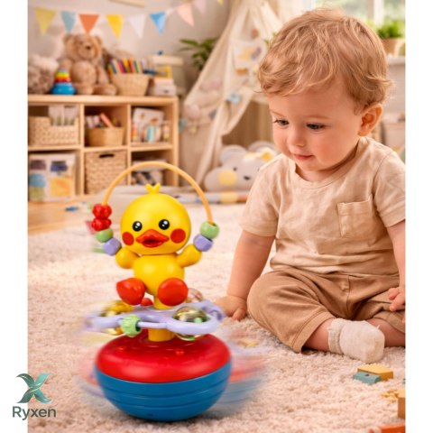 Wańka Wstańka Kaczuszka Edukacyjna Interaktywna Dźwięki Grzechotka Żółta LEAN TOYS