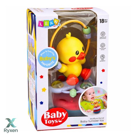 Wańka Wstańka Kaczuszka Edukacyjna Interaktywna Dźwięki Grzechotka Żółta LEAN TOYS