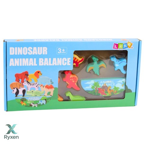 Wieża Z Dinozaurów Gra Równowagi Zręczność Drewniane Klocki Układanka 12el. LEAN TOYS