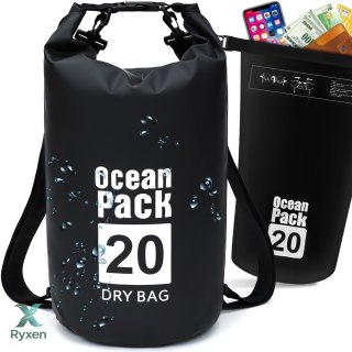 Worek wodoodporny wodoszczelna torba na kajak 20l-czarny s147 RTO