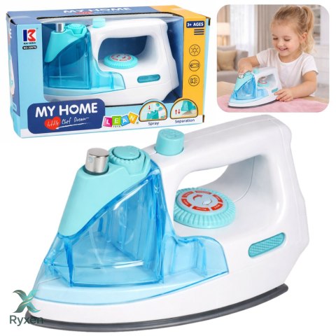Żelazko Dla Dzieci Spryskiwacz na Wodę Spray Światło Dźwięk Niebieskie LEAN TOYS