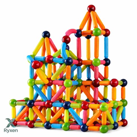 Zestaw Klocki Magnetyczne Konstrukcyjne Sticks Kreatywne Kolorowe 166 el. LEAN TOYS