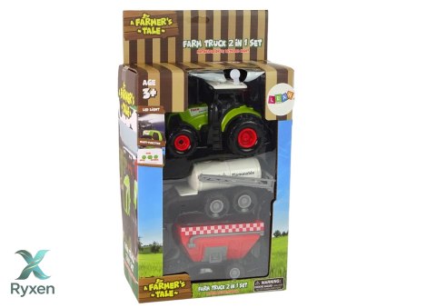 Duży Traktor Światła LED Dźwięki 2 Maszyny Farm Set LEAN TOYS