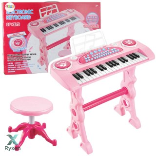 Elektroniczne Pianinko Dla Dzieci Z Mikrofonem 37 Klawiszy Różowy LEAN TOYS