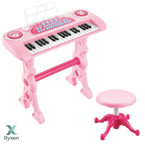 Elektroniczne Pianinko Dla Dzieci Z Mikrofonem 37 Klawiszy Różowy LEAN TOYS