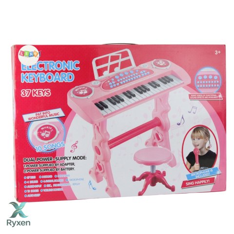 Elektroniczne Pianinko Dla Dzieci Z Mikrofonem 37 Klawiszy Różowy LEAN TOYS