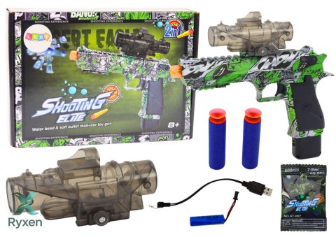 Elektryczny Pistolet Na Kulki Strzałki Wodne Strzałki 2w1 Zielony LEAN TOYS