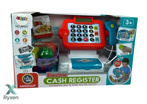 Kasa Fiskalna Dla Dzieci Kalkulator Koszyk Światła Dźwięki Warzywa LEAN TOYS