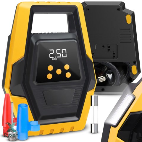 Kompresor samochodowy pompka przenośna el. sprężarka do kół 12v lcd led - er1251 RTO