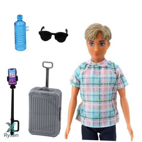 Lalka Anlily Chłopak Akcesoria Walizka Selfie Stick Okulary Butelka LEAN TOYS