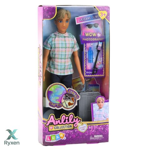 Lalka Anlily Chłopak Akcesoria Walizka Selfie Stick Okulary Butelka LEAN TOYS