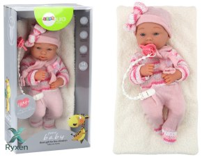 Lalka Bobas Sweterek w Paski Czapeczka Szalik Akcesoria Różowy LEAN TOYS