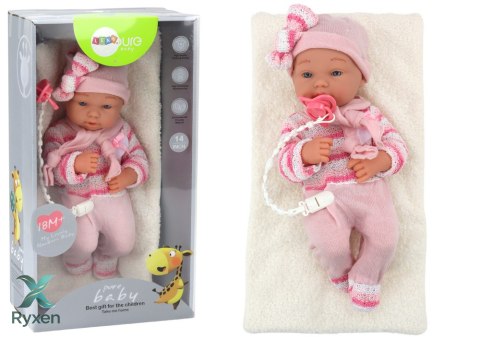 Lalka Bobas Sweterek w Paski Czapeczka Szalik Akcesoria Różowy LEAN TOYS