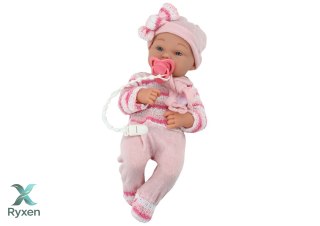 Lalka Bobas Sweterek w Paski Czapeczka Szalik Akcesoria Różowy LEAN TOYS