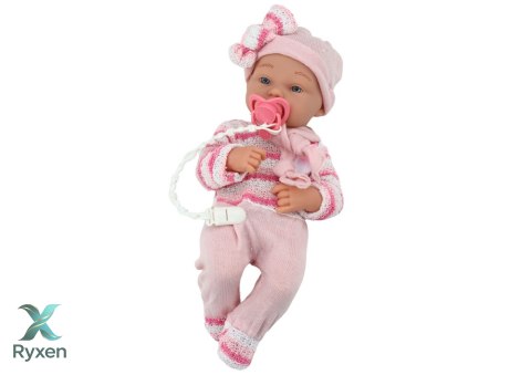 Lalka Bobas Sweterek w Paski Czapeczka Szalik Akcesoria Różowy LEAN TOYS