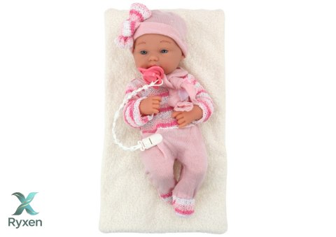 Lalka Bobas Sweterek w Paski Czapeczka Szalik Akcesoria Różowy LEAN TOYS