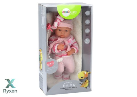 Lalka Bobas Sweterek w Paski Czapeczka Szalik Akcesoria Różowy LEAN TOYS