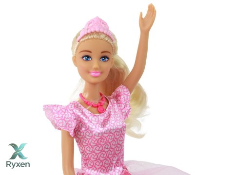Lalka Dla Dzieci Anlily Księżniczka Długie Blond Włosy Tiara Różowa Suknia LEAN TOYS