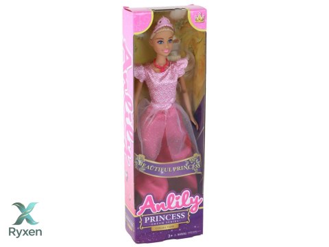 Lalka Dla Dzieci Anlily Księżniczka Długie Blond Włosy Tiara Różowa Suknia LEAN TOYS
