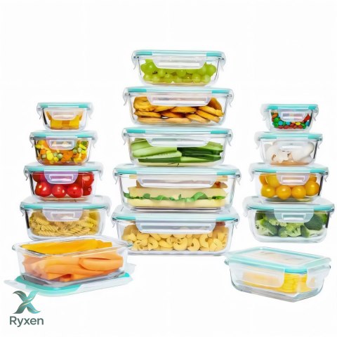Lunchbox pojemnik szklany na żywność żaroodporne szczelne zestaw 4szt RTO