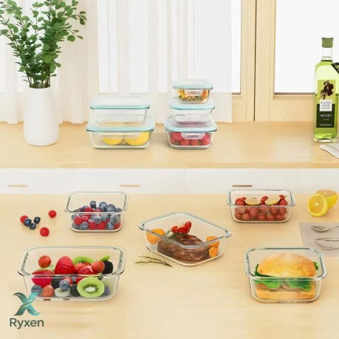 Lunchbox pojemnik szklany na żywność żaroodporne szczelne zestaw 4szt RTO