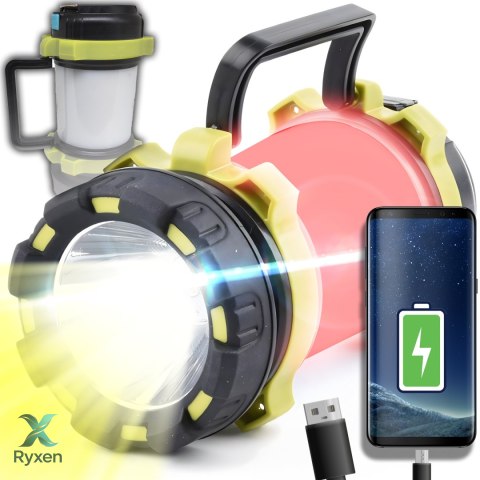 Mocna latarka lampa warsztatowa wojskowa akumulatorowa led usb z uchwytem RTO