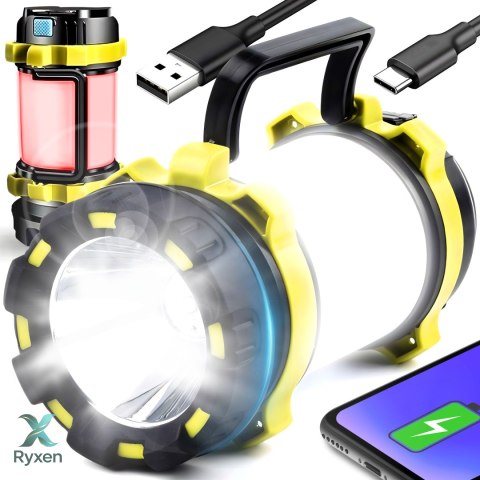 Mocna latarka lampa warsztatowa wojskowa akumulatorowa led usb z uchwytem RTO