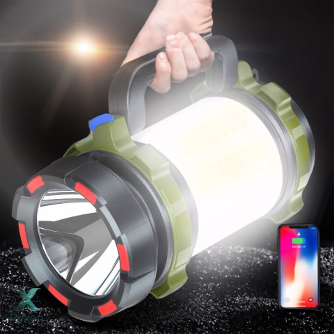 Mocna latarka lampa warsztatowa wojskowa akumulatorowa led usb z uchwytem RTO