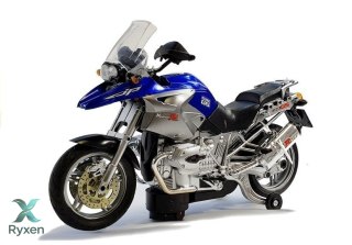 Motocykl Motor Na Baterie Światła Dźwięki Niebieski 1:8 LEAN TOYS