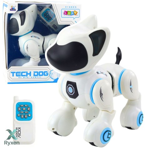 Piesek Interaktywny Robot Pies Pilot Światło Dźwięk Biały Niebieski LEAN TOYS