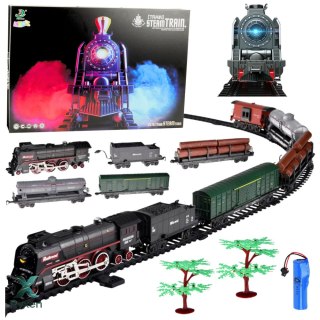 Pociąg Parowy Kolejka 620B Światła Dźwięki Dym 151 cm Torów LEAN TOYS