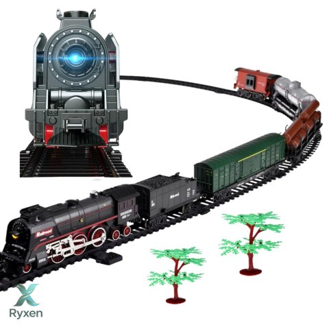 Pociąg Parowy Kolejka 620B Światła Dźwięki Dym 151 cm Torów LEAN TOYS