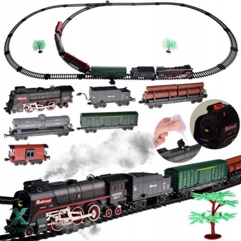 Pociąg Parowy Kolejka 620B Światła Dźwięki Dym 151 cm Torów LEAN TOYS