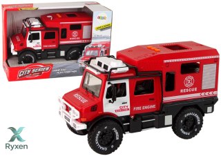 Pojazd Terenowy Straż Pożarna Czerwona Otwierane Drzwi Dźwięki Światła LEAN TOYS