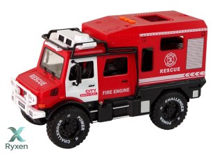 Pojazd Terenowy Straż Pożarna Czerwona Otwierane Drzwi Dźwięki Światła LEAN TOYS